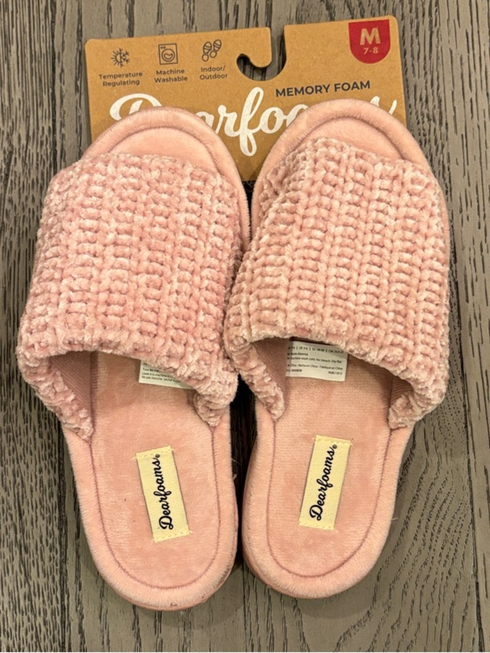 dearfoams Women’s Blush Pink Plush Slide Slippers